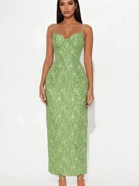 Jennifer Jacquard Maxi Dress - Green